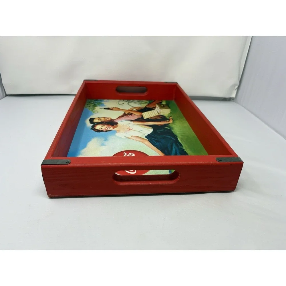 Vintage Coca Cola Wooden Serving Tray Handles 18
